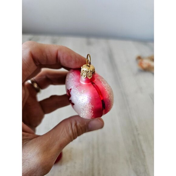 Vintage heart Canadian glass ornament Xmas tree set - Picture 9 of 11